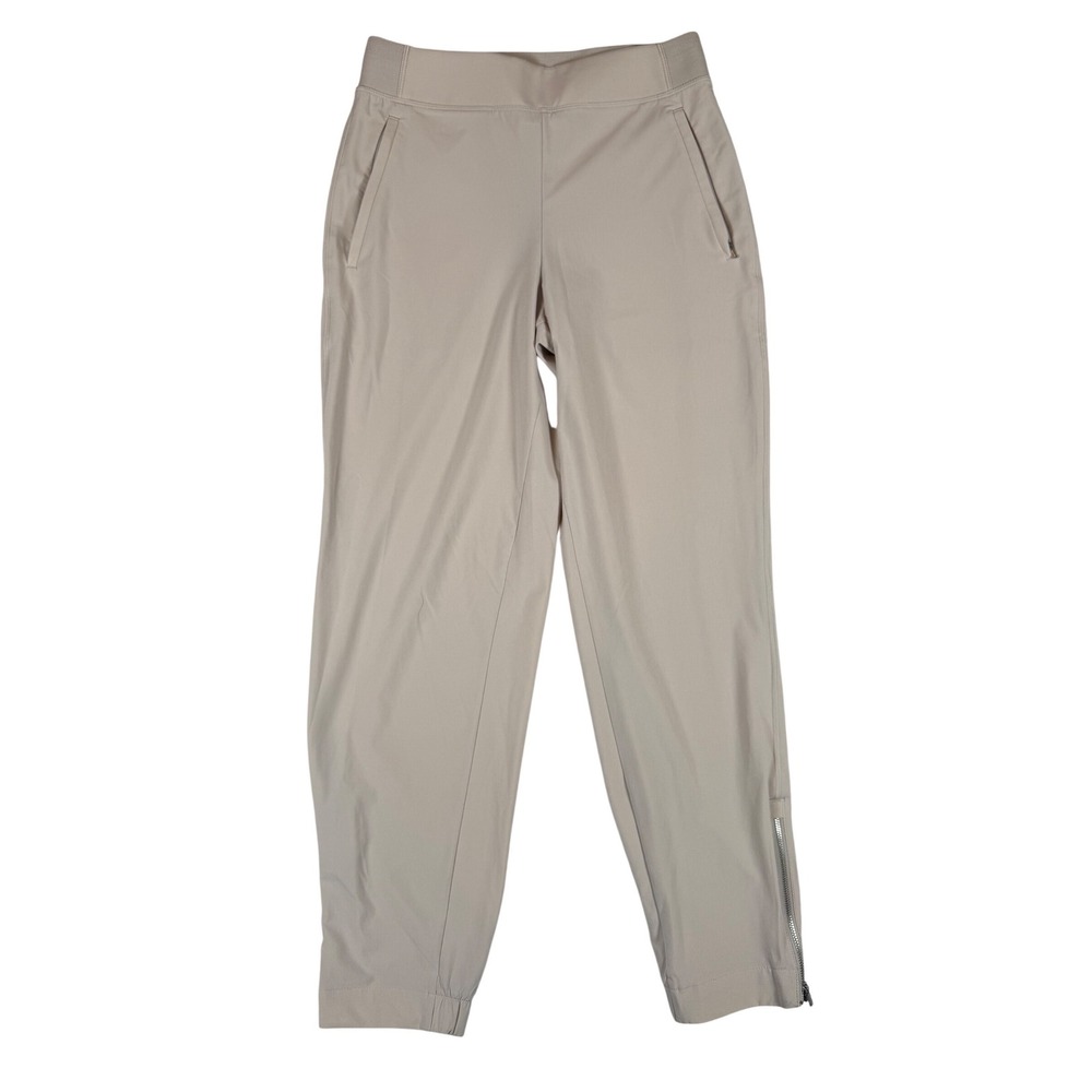 Athleta Brooklyn Heights Joggers Beige Tan Ankle Zip Travel Pants Womens Size 2